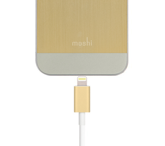 MOSHI Lightning Connector to USB 2.0 Cable in Gold with Gold iPhone